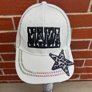 Leopard Print Mama Baseball Cap: Rhinestone Bling Trucker Hat