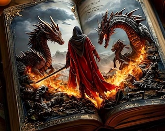 Knight and Dragons DIY Diamond Art Kit, Full Round Drill Canvas 12”x12”