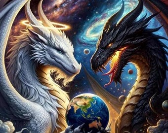 Double Dragons DIY Diamond Painting Kit: Full Round Drill Canvas