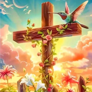 Hummingbird & Cross 5D Diamond Art Kit: Beginner DIY Craft