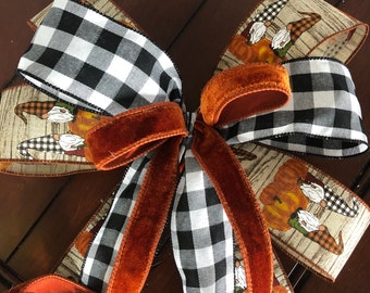 Fall bow for lantern, lantern decor, fall bow, bow for wreath, banister bows, fall decorations