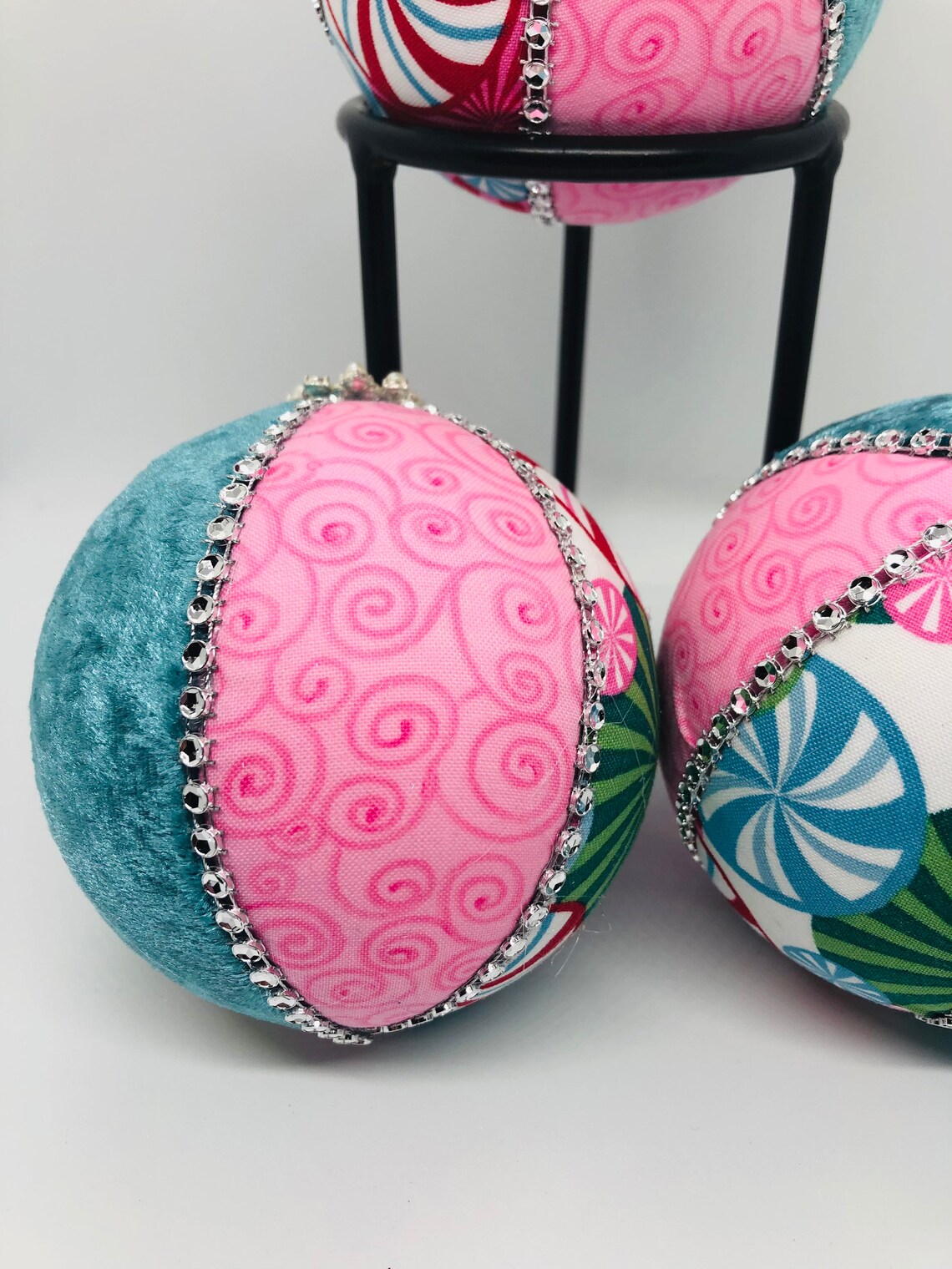 Fabric balls fabric ornaments Christmas ornaments wreath  Etsy