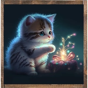 Christmas Kitten 5D Diamond Art Kit: DIY Craft, Cat Painting