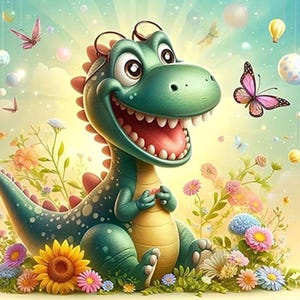 Dinosaur Diamond Art Kit: Full Round Drill 7”x7” Canvas
