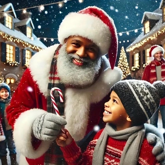 African American Santa Claus 5D Diamond Art Kit: Christmas
