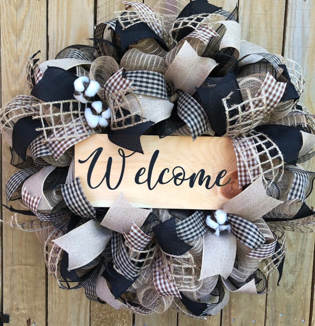 Welcome Wreath, Everyday Wreath, Farmhouse Decor, Farmhouse Wreath ...