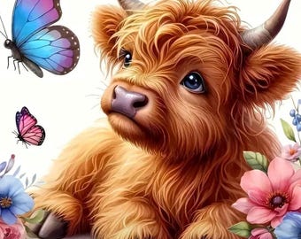 Highland Calf 5D Diamond Art Kit: Beginner Adult Craft
