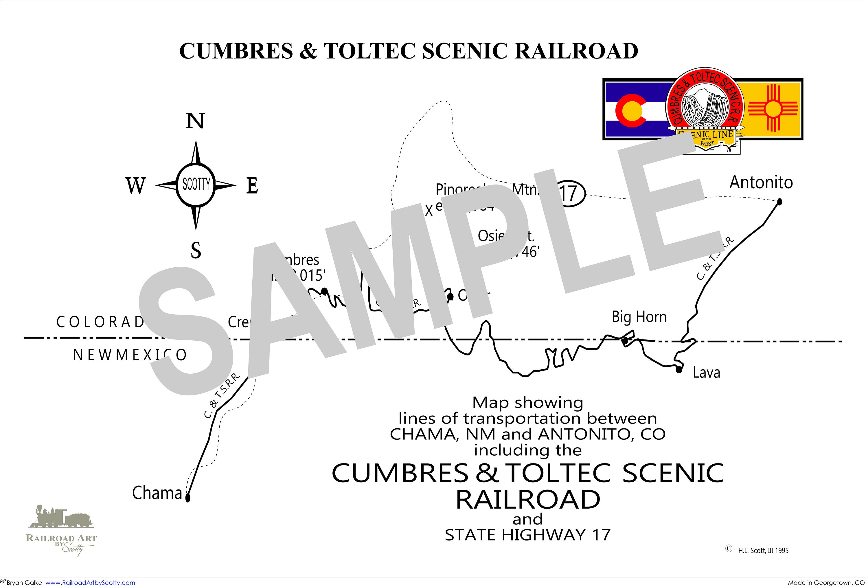 Cumbres and Toltec Railroad Route Map Etsy