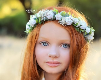 dried baby's breath flower crown wedding, babies breath headband, flower girl headband, first communion headband, bridal floral crown