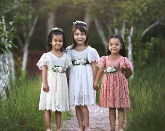 Flower girl dress, toddler flower girl dress, white flower girl dress, baby flower girl dress, ivory flower girl dress