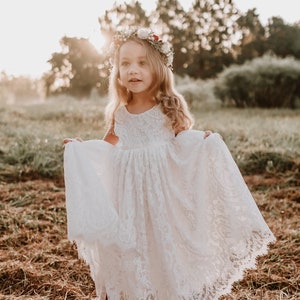 White flower girl dress, flower girl dress toddler, boho flower girl dress, flower girl dresses