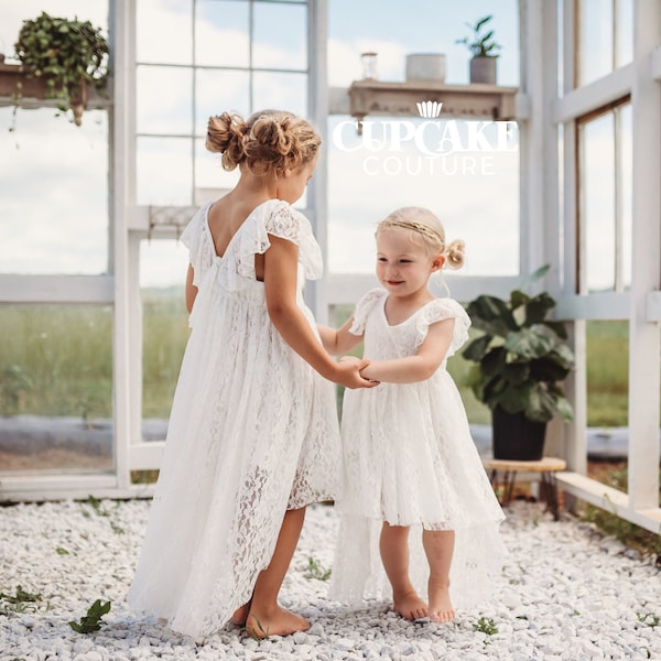 Flower girl dress, boho flower girl dress, toddler flower girl dress, beach wedding flower girl dress