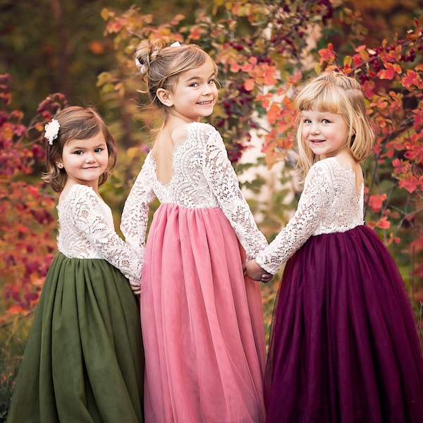 Rose Gold Flower Girl Dress Etsy