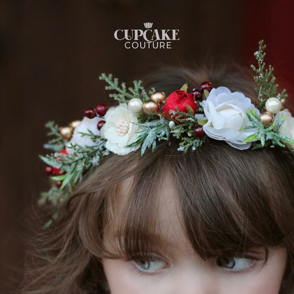 Christmas headpiece, Christmas headband, Christmas headband girls, Christmas flower crown, girls Christmas headband, wreaths & tiaras