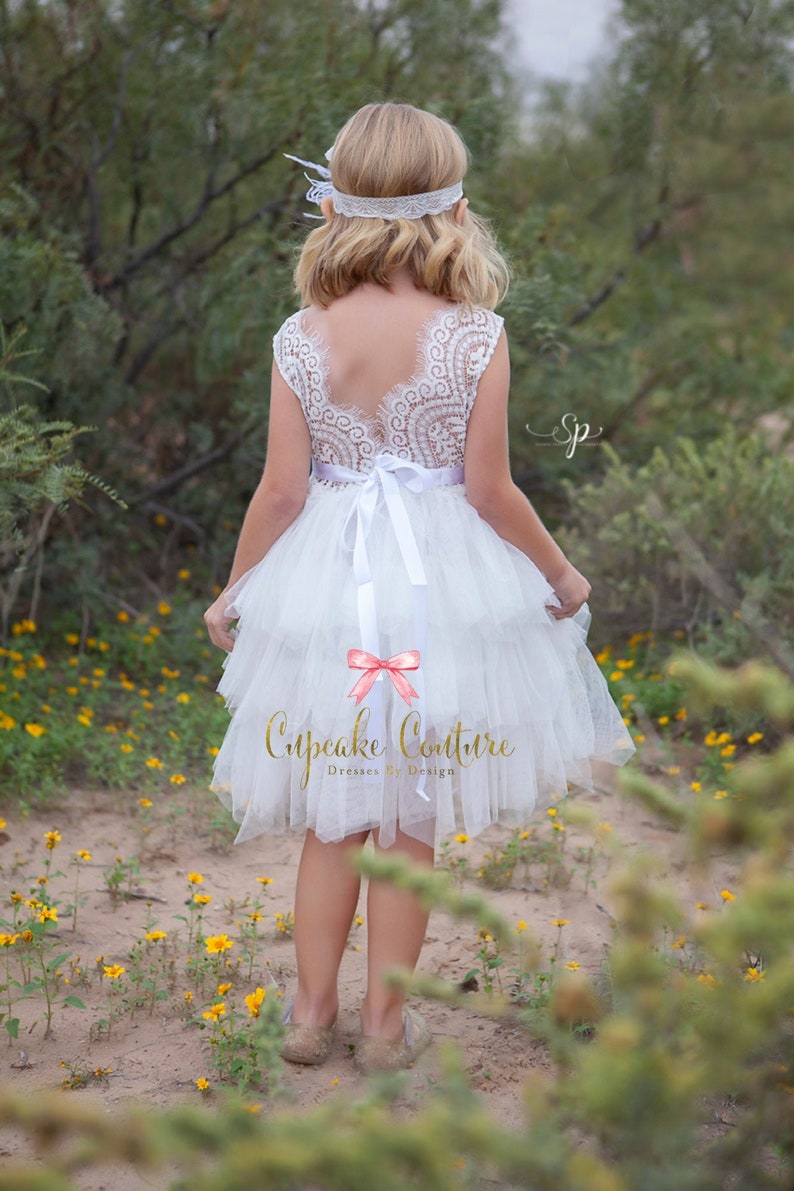 White Flower Girl Dress Bohemian Flower Girl Dress Toddler Etsy