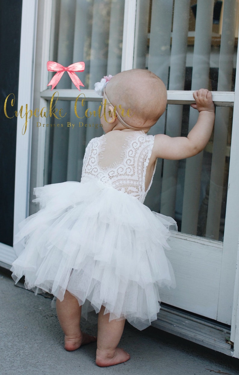 White flower girl dress lace flower girl dress toddler Etsy
