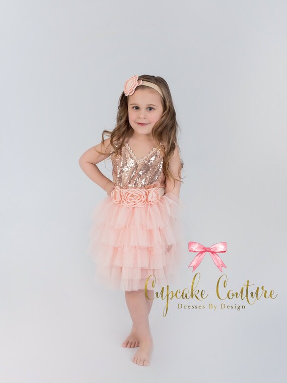 rose gold sequin toddler dress