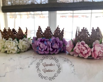 Newborn crown, 1st birthday crown, newborn baby crown, baby crown headband, baby floral headband, newborn gold crown