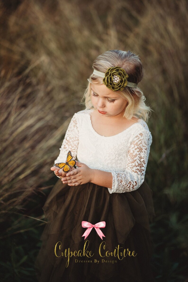 Olive green flower girl dress Etsy