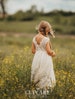 Flower girl dress, Bohemian Flower Girl Dress, rustic flower girl dress, ivory lace flower girl dress, toddler dress 