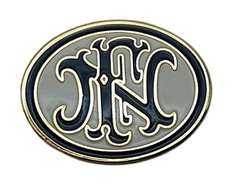 Pin's logo ovale FN FNH émail bleu blanc - Browning