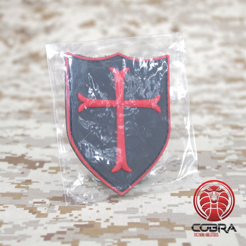 Crusader Cross PVC Patch with Hook /& Loop Airsoft