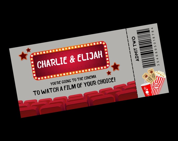 Surprise Ticket Print | Personalised Cinema Ticket Pass Voucher Membership | Gift Idea