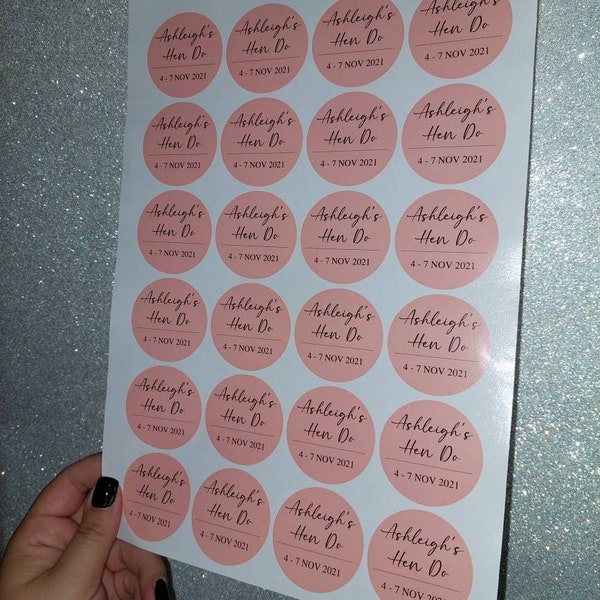 Hen Party Stickers | Sticker Sheet 45mm Circles | Party Stickers | Circle Stickers | Sticker Sheet
