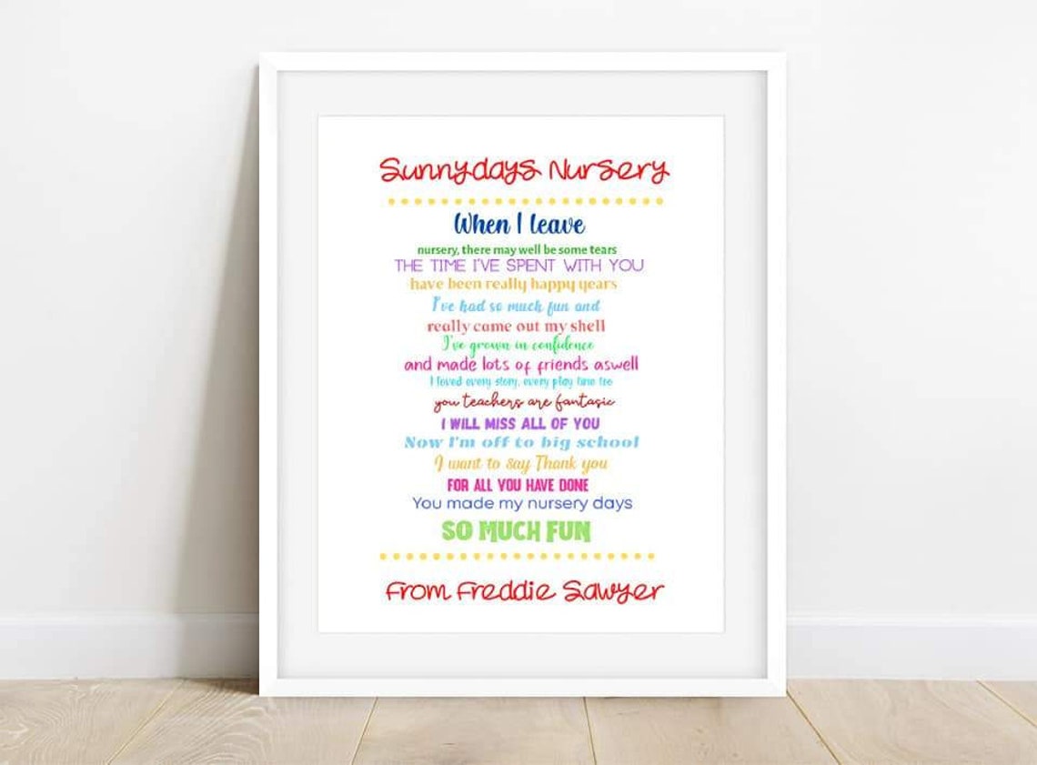 Nursery Print Personalised When I Leave Nursery Teacher Etsy