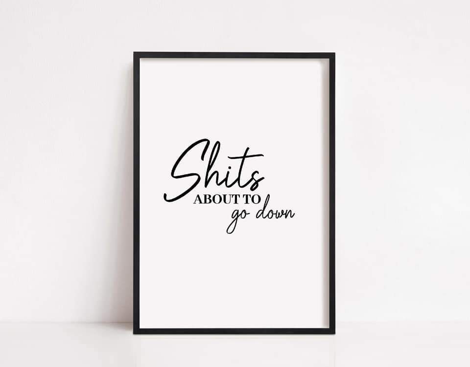 Bathroom Print Shits About to Go Down Quote Print - Etsy UK