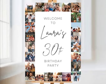 Image Photo Collage Welcome Board, Print or Poster Sign | Personalised Birthday Board | Birthday Party Sign | A4, A3, A2