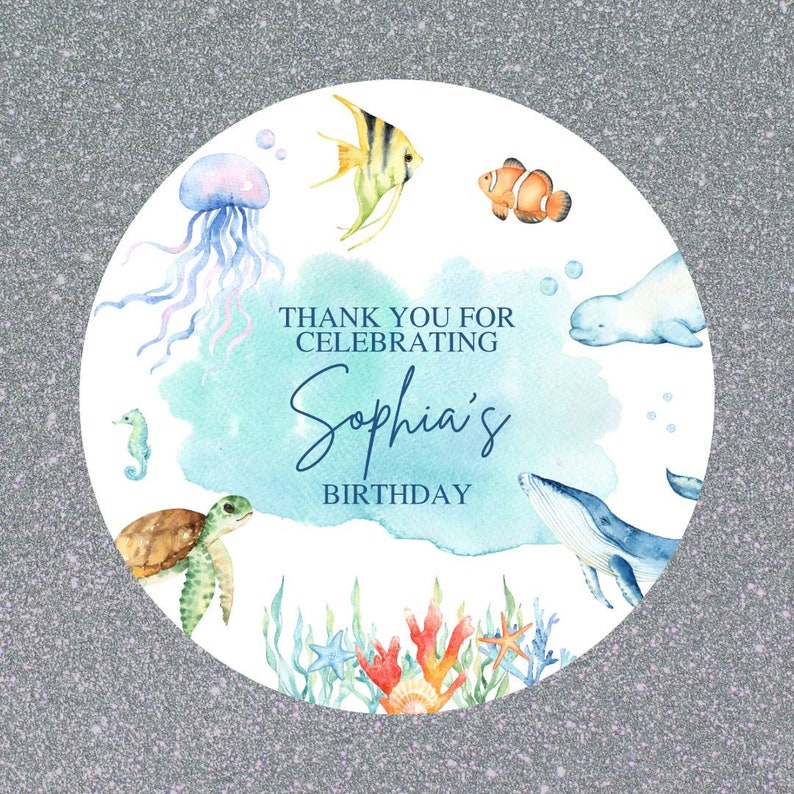Under The Sea Party Stickers | Circle Stickers | Sticker Sheet | Party Stickers | Under The Sea Party Theme image 3