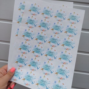 May include: A sheet of stickers with a watercolor design of a turtle, jellyfish, and coral reef. The stickers say "Thank you for celebrating John & Thomas' Birthday".