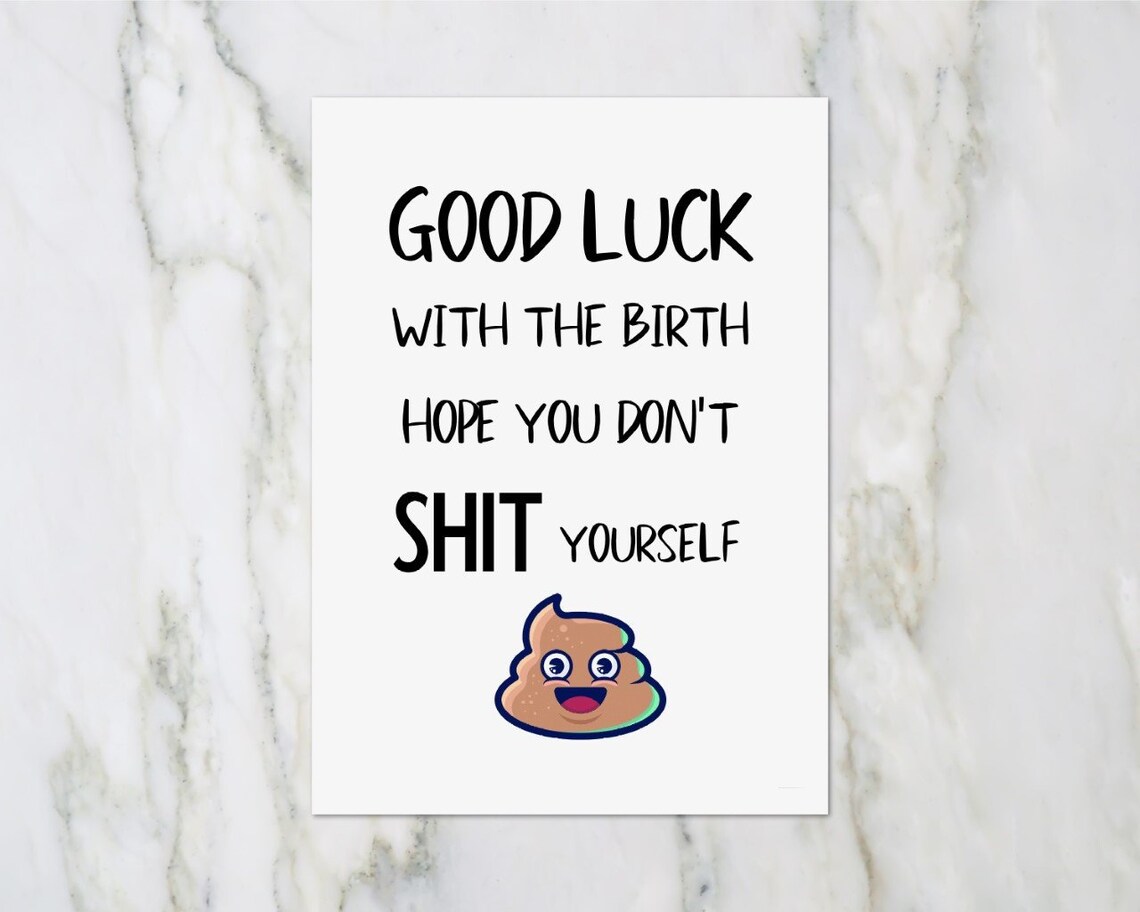 Baby Shower Card Good Luck With the Birth Funny Card New Etsy UK