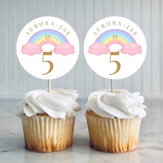 Buy Pastel Rainbow Cupcake Toppers Birthday Cupcake Toppers