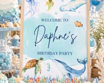 Under The Sea Welcome Sign | Personalised Birthday Table Print | Birthday Party Poster Sign | A4, A3