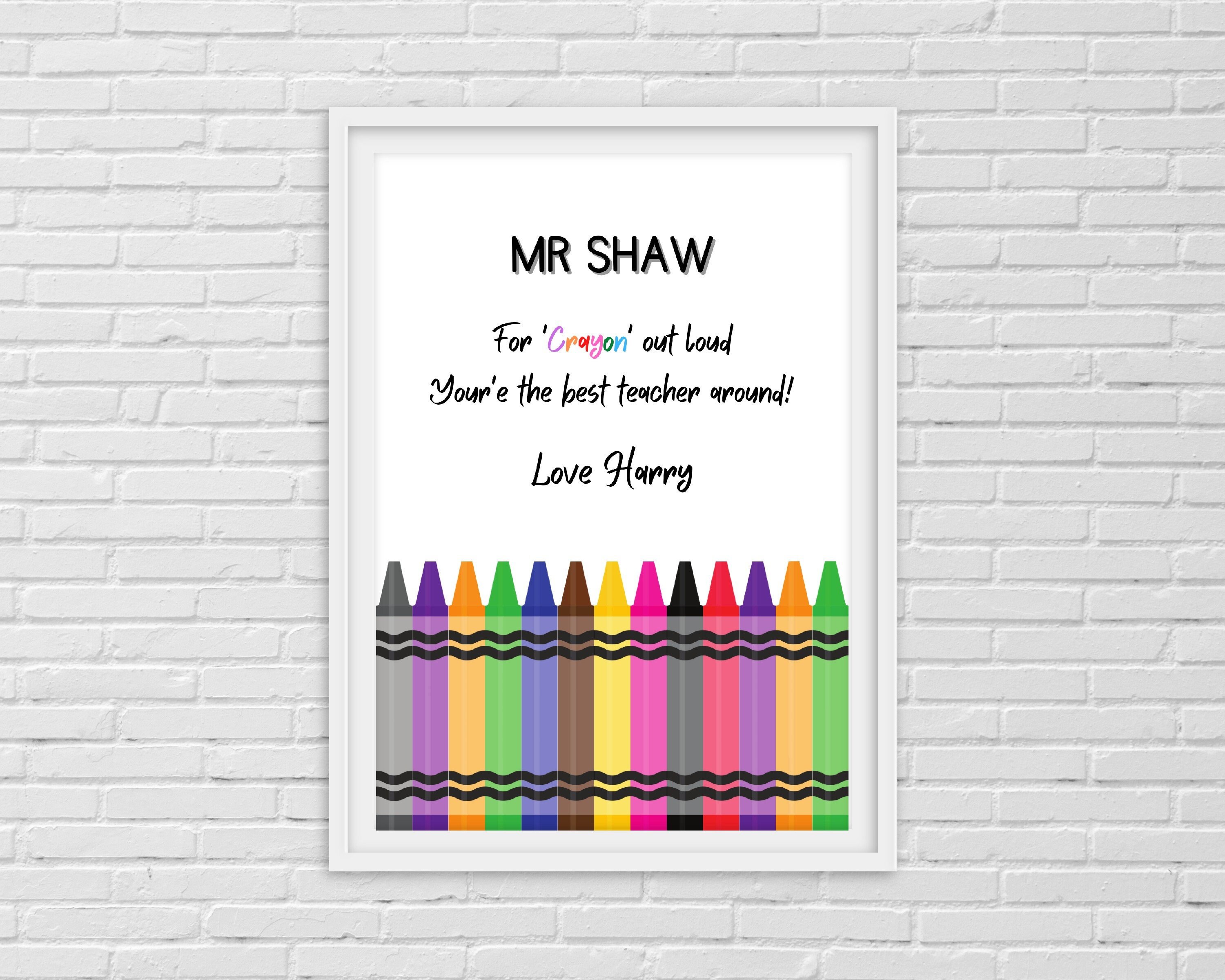 Personalised Teacher Print Crayon Print Best Teacher Ever Etsy UK