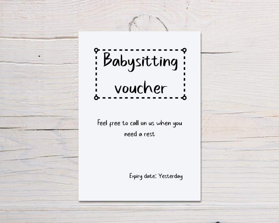 Baby Shower Card Babysitting Voucher Card New Baby Card Etsy UK