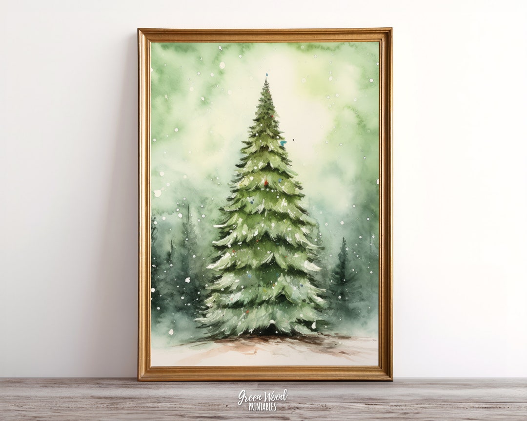 Sage Green Christmas Tree Printable Wall Art Sage Green Christmas
