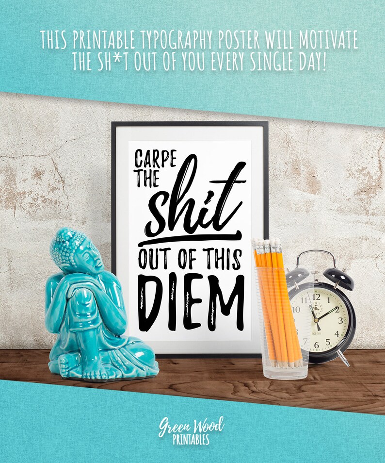 Digitaldruck Carpe Diem Nutze Tag motivierende Poster Carpe Diem druckbare Wohnkultur Wall Art Carpe die Scheiße aus dieser Diem-Druck image 1