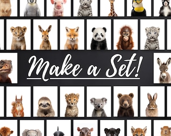 Custom Set Animal Nursery Prints, Woodland Baby Shower Decoration, Safari Decoration Bundle, Digital Download, Baby Animal Poster, Bundle