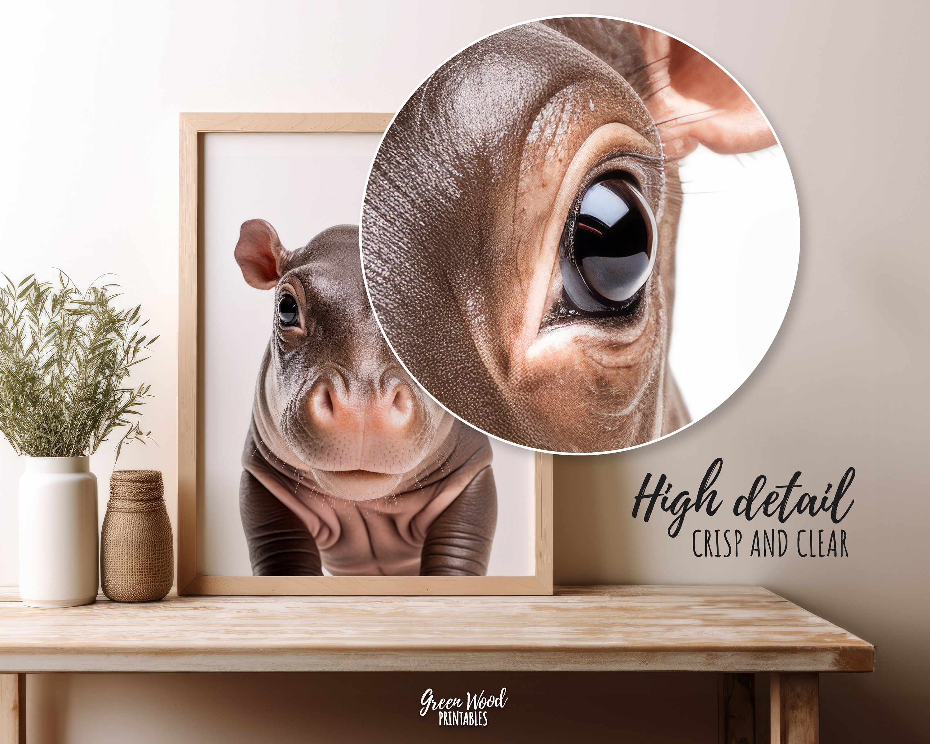 Printable Baby Hippo Nursery Print, Hippo Poster Safari Nursery ...