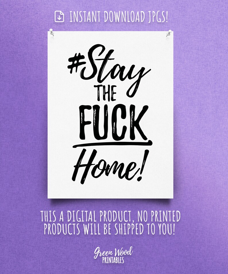 Bleiben Sie die Fuck Home druckbare motivierende Poster druckbare Typografie Wand Dekor soziale Distancing Zitat digitaler Download Druck image 3