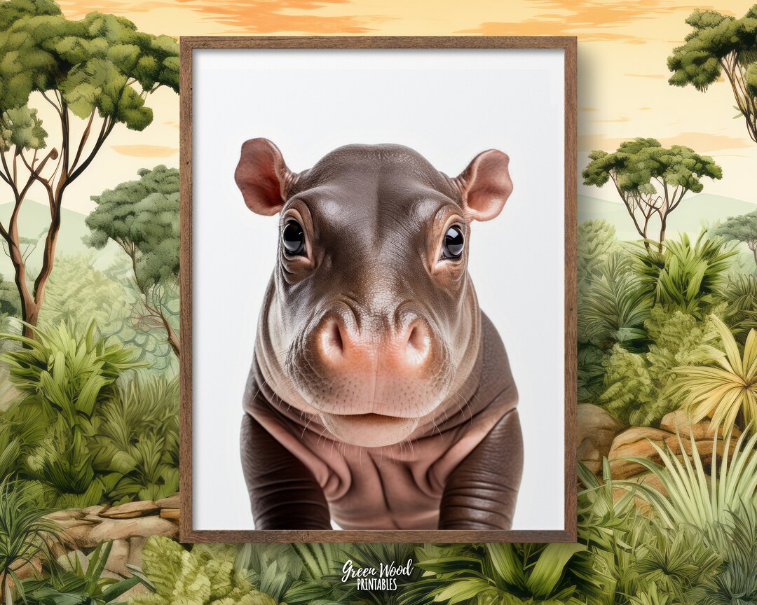 Printable Baby Hippo Nursery Print, Hippo Poster Safari Nursery ...