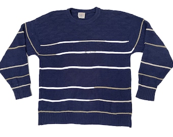トップス 90s \"CAPE ISLE KNITTERS\" Design Sweat Vintage 90s Cape Isle Knitters Striped Pattern Essential