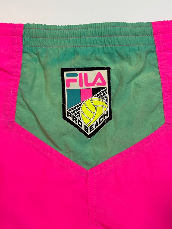 1980's Vintage FILA Pro Beach Waikoloa Neon Hot P… - image 5