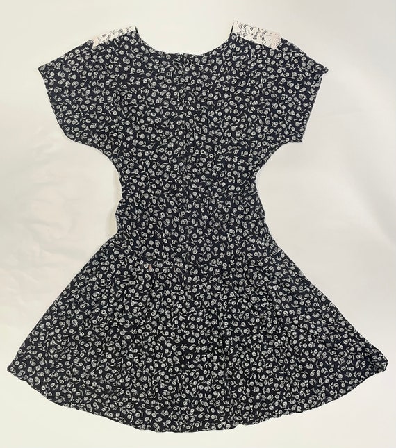 Adorable VINTAGE "By Choice" Black and Cream Flor… - image 2