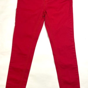 Vintage Y2K Early 2000's Almost Famous Bright Red Low Rise Skinny Jeans Size 0 Size 26
