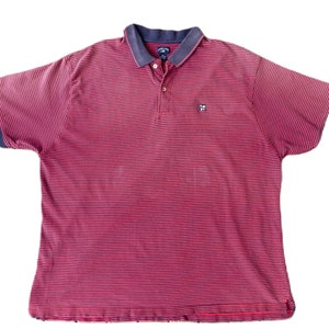 90&#39;s Vintage Faded U.S. Polo Assn. Red and Navy Striped Polo 4X