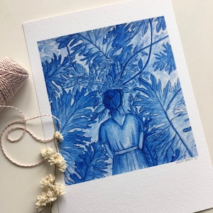 Blue girl | illustration | watercolor | Giclee print
